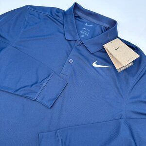 Nike Men's Dri-Fit Victory Long Sleeve Solid Golf Polo Shirt, Size Small, Navy